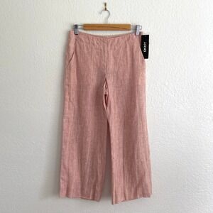 DKNY Pink 100% Linen Lightweight Straight Leg Mid-Rise Crop Pant Women's 2